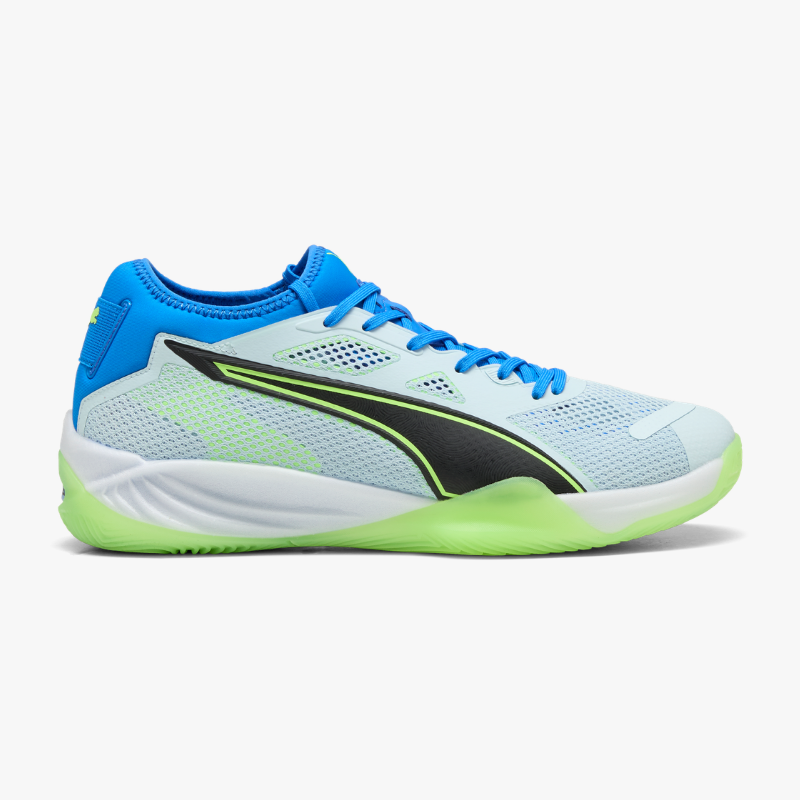 Zapatillas balonmano Puma Eliminate Nitro SQD 4 azul y verde right