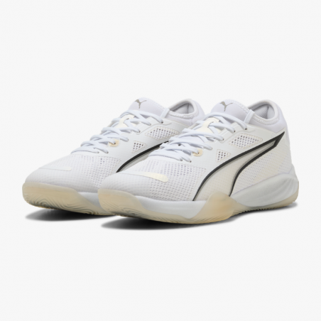 Zapatillas balonmano Puma Eliminate Nitro SQD 4 blanco y negro front