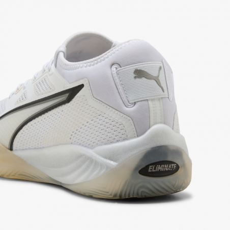 Zapatillas balonmano Puma Eliminate Nitro SQD 4 blanco y negro bottom