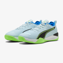 Zapatillas balonmano Puma Eliminate Nitro 4 azul y verde front