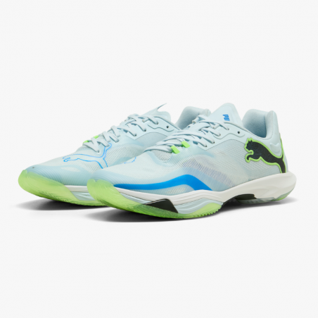 Zapatillas balonmano Puma Vantage Nitro 2 azul y verde front