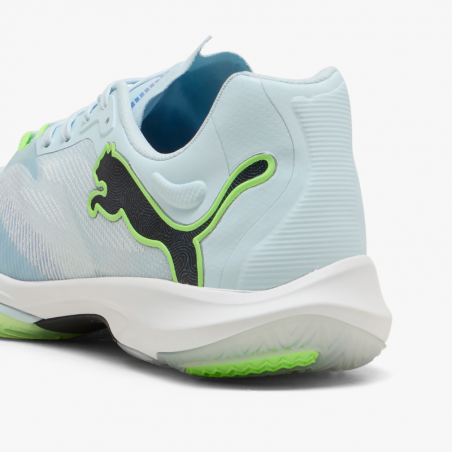 Zapatillas balonmano Puma Vantage Nitro 2 azul y verde back