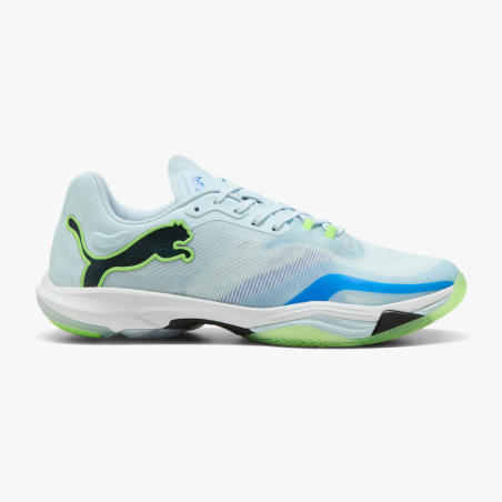 Zapatillas balonmano Puma Vantage Nitro 2 azul y verde right